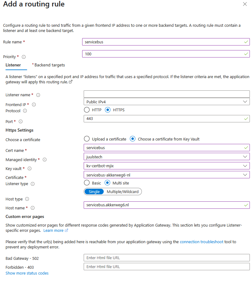 Routing rule